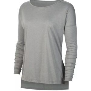 MWT Women's Nike Yoga Long Sleeve Shirt Gray  Small MSRP $40 CJ9324-073